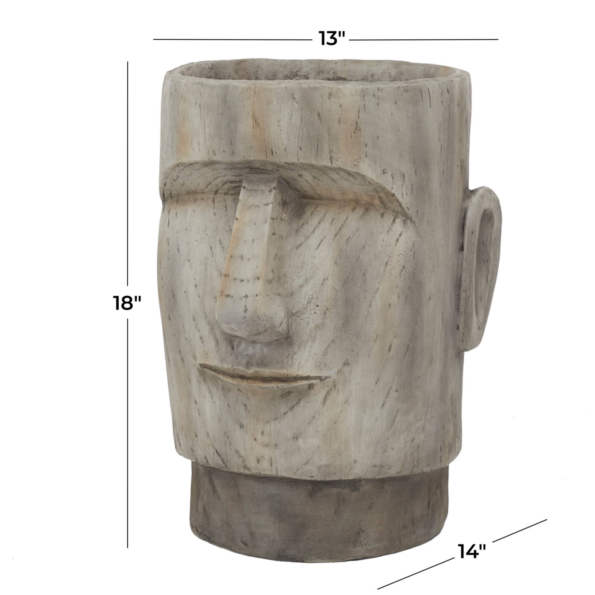 Brown Contemporary Planter, 13" x 14" x 18"